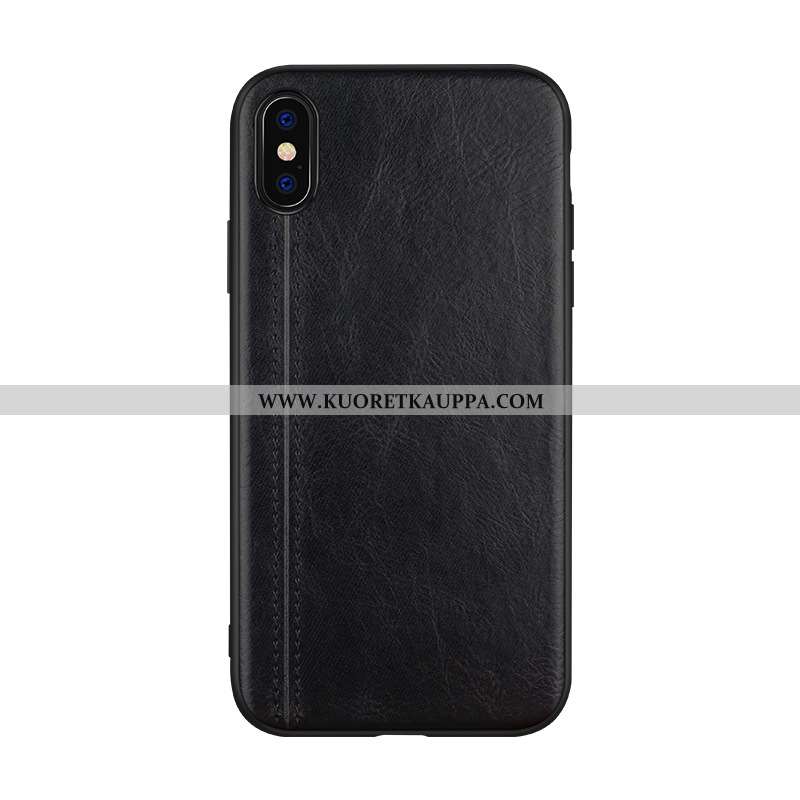 Kuori iPhone Xs, Kuoret iPhone Xs, Kotelo iPhone Xs Aito Nahka Suuntaus Puhelimen Nahkakuori Tummans
