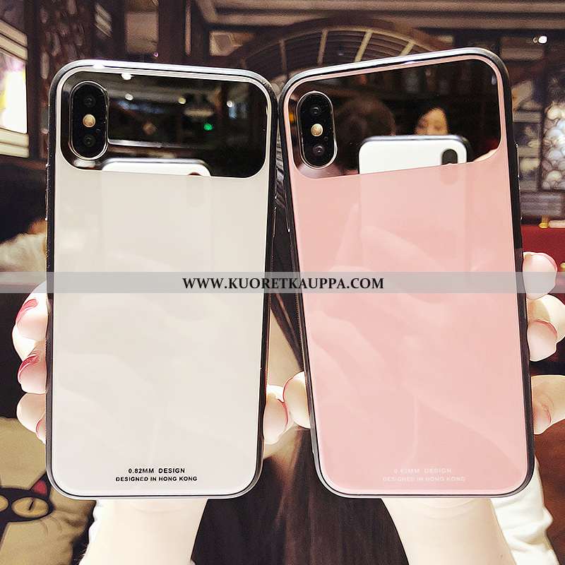 Kuori iPhone Xs, Kuoret iPhone Xs, Kotelo iPhone Xs Lasi Persoonallisuus Suuntaus Peili Pinkki