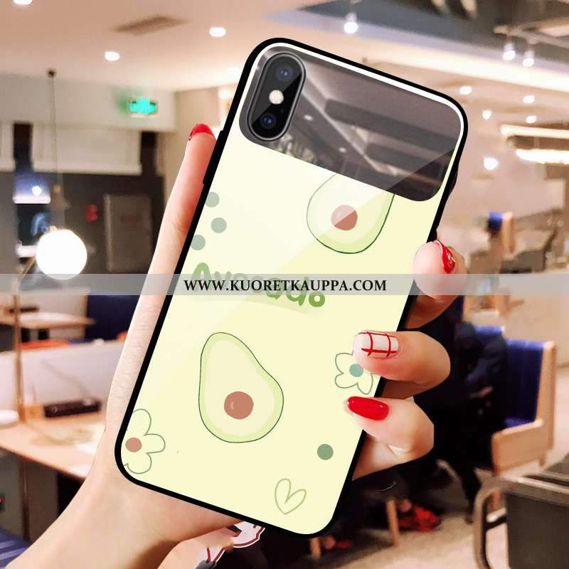 Kuori iPhone Xs, Kuoret iPhone Xs, Kotelo iPhone Xs Lasi Vihreä Lehmä Kustannukset Puhelimen