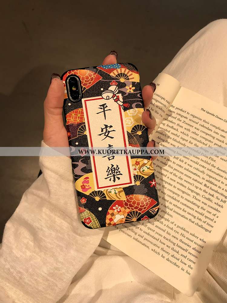Kuori iPhone Xs, Kuoret iPhone Xs, Kotelo iPhone Xs Luova Vuosikerta Kukkakuvio Mulberry Silkki Puhe