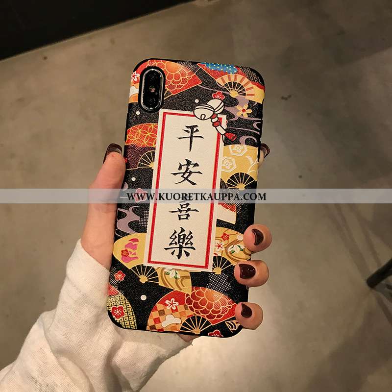 Kuori iPhone Xs, Kuoret iPhone Xs, Kotelo iPhone Xs Luova Vuosikerta Kukkakuvio Mulberry Silkki Puhe
