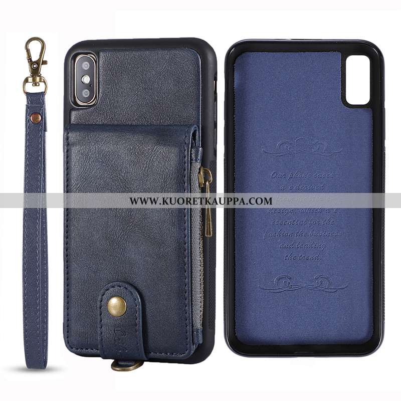 Kuori iPhone Xs, Kuoret iPhone Xs, Kotelo iPhone Xs Nahkakuori Aito Nahka Puhelimen Lehmä Nahka Must