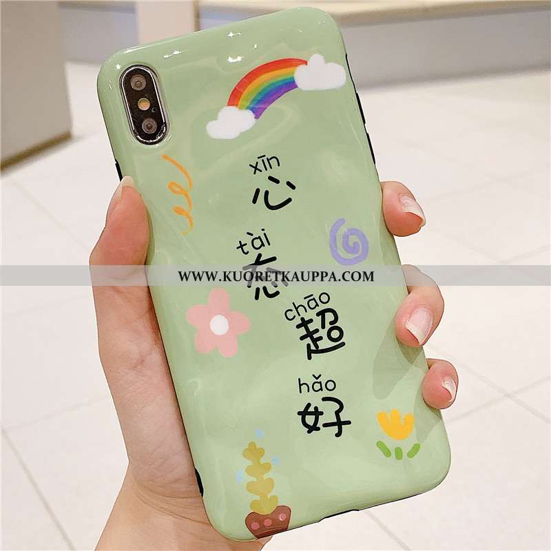 Kuori iPhone Xs, Kuoret iPhone Xs, Kotelo iPhone Xs Persoonallisuus Pehmeä Neste Rakastunut Vihreä U