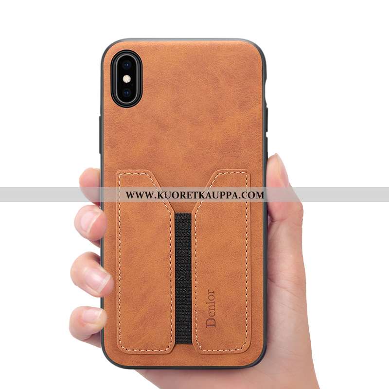 Kuori iPhone Xs, Kuoret iPhone Xs, Kotelo iPhone Xs Salkku Nahkakuori Harmaa Puhelimen