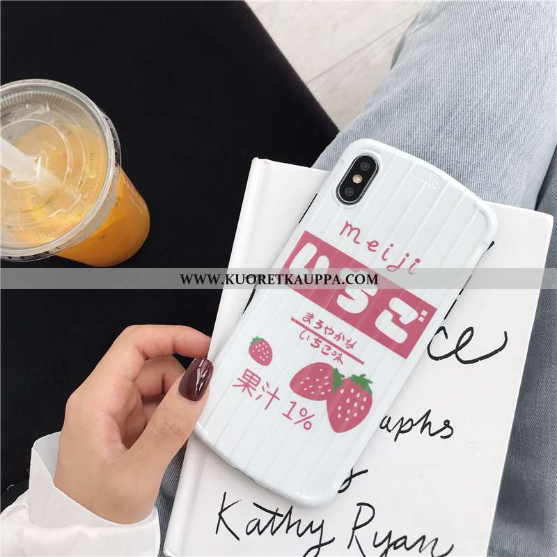 Kuori iPhone Xs, Kuoret iPhone Xs, Kotelo iPhone Xs Silikoni Ihana Rakastunut Mansikka Valkoinen