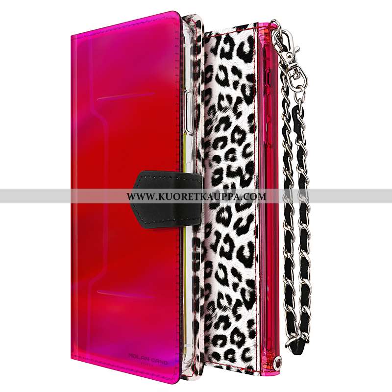 Kuori iPhone Xs, Kuoret iPhone Xs, Kotelo iPhone Xs Suojaus Ketju Suuntaus Nahkakuori Punainen