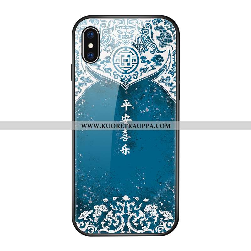 Kuori iPhone Xs, Kuoret iPhone Xs, Kotelo iPhone Xs Suojaus Lasi Sininen Vuosikerta Rakastunut