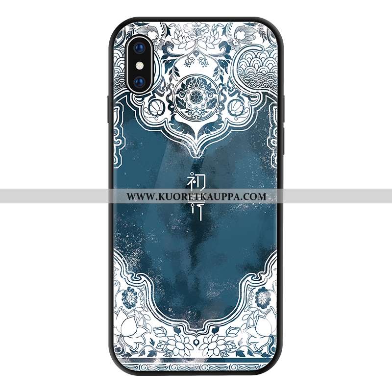 Kuori iPhone Xs, Kuoret iPhone Xs, Kotelo iPhone Xs Suojaus Lasi Sininen Vuosikerta Rakastunut