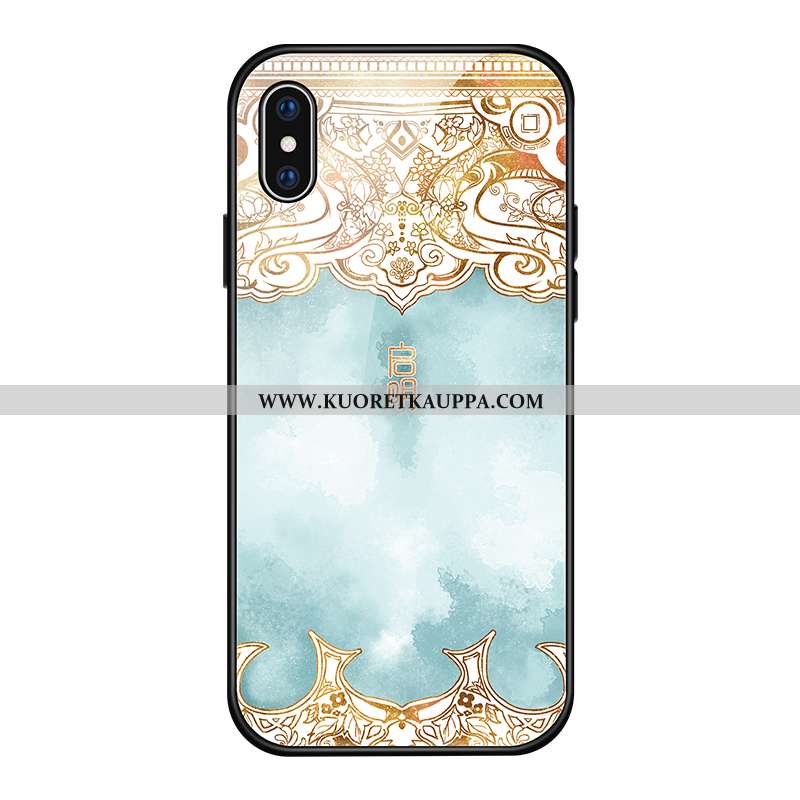 Kuori iPhone Xs, Kuoret iPhone Xs, Kotelo iPhone Xs Suojaus Lasi Sininen Vuosikerta Rakastunut