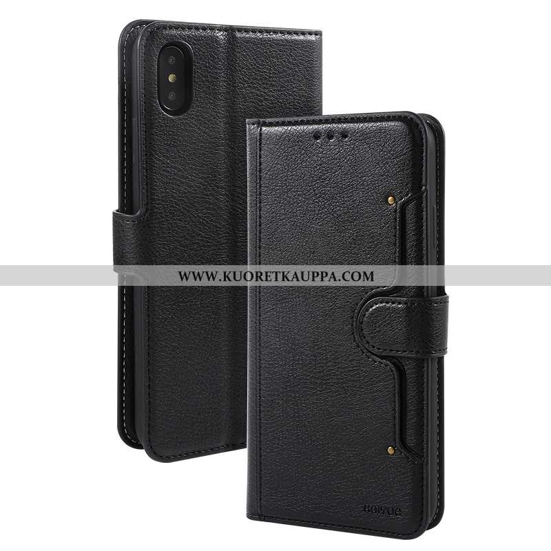 Kuori iPhone Xs, Kuoret iPhone Xs, Kotelo iPhone Xs Suojaus Nahkakuori All Inclusive Tummansiniset