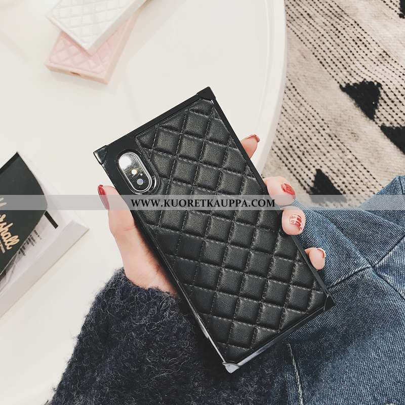 Kuori iPhone Xs, Kuoret iPhone Xs, Kotelo iPhone Xs Suojaus Nahkakuori Musta Yksinkertainen Suuntaus