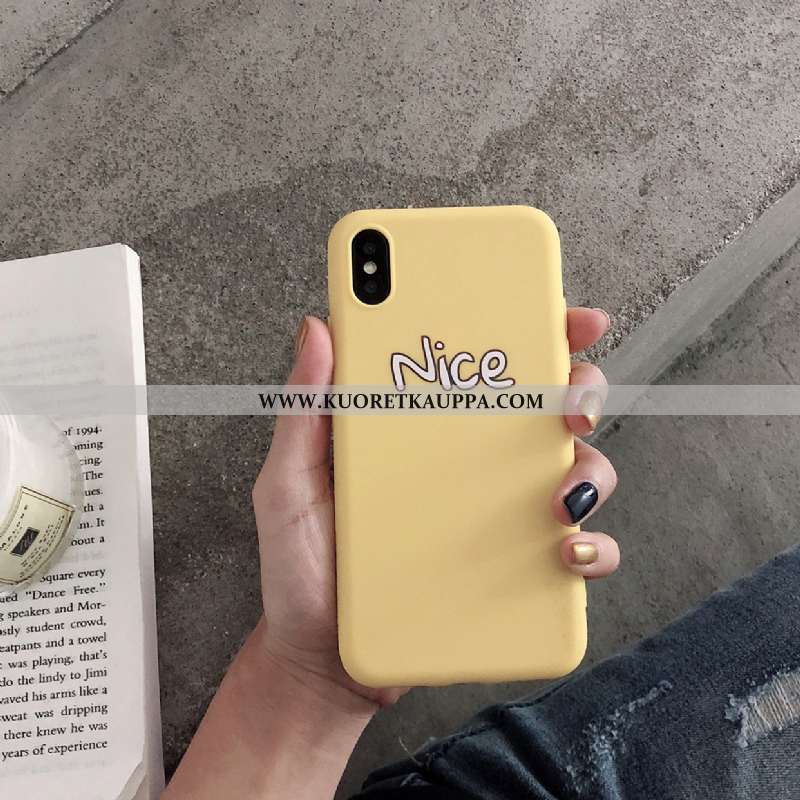 Kuori iPhone Xs, Kuoret iPhone Xs, Kotelo iPhone Xs Suojaus Pesty Suede Silikoni Net Red Keltaiset