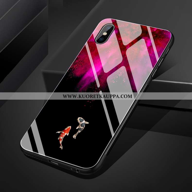 Kuori iPhone Xs Max, Kuoret iPhone Xs Max, Kotelo iPhone Xs Max Lasi Luova Punainen Yksinkertainen K