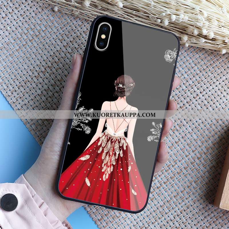 Kuori iPhone Xs Max, Kuoret iPhone Xs Max, Kotelo iPhone Xs Max Lasi Peili Kaunis Punainen