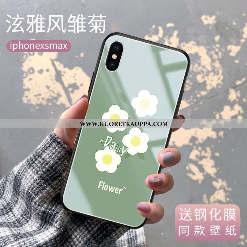 Kuori iPhone Xs Max, Kuoret iPhone Xs Max, Kotelo iPhone Xs Max Lasi Päivänkakkara Vihreä Murtumaton