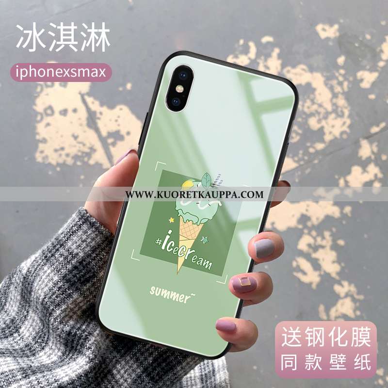 Kuori iPhone Xs Max, Kuoret iPhone Xs Max, Kotelo iPhone Xs Max Lasi Päivänkakkara Vihreä Murtumaton