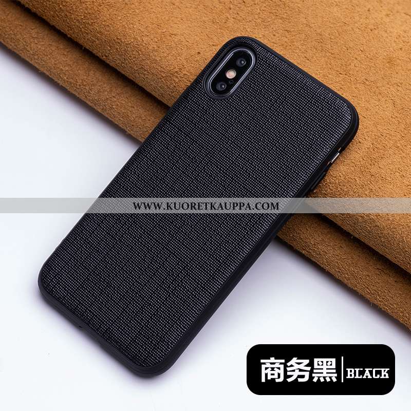 Kuori iPhone Xs Max, Kuoret iPhone Xs Max, Kotelo iPhone Xs Max Luova Aito Nahka Nahkakuori Musta Na