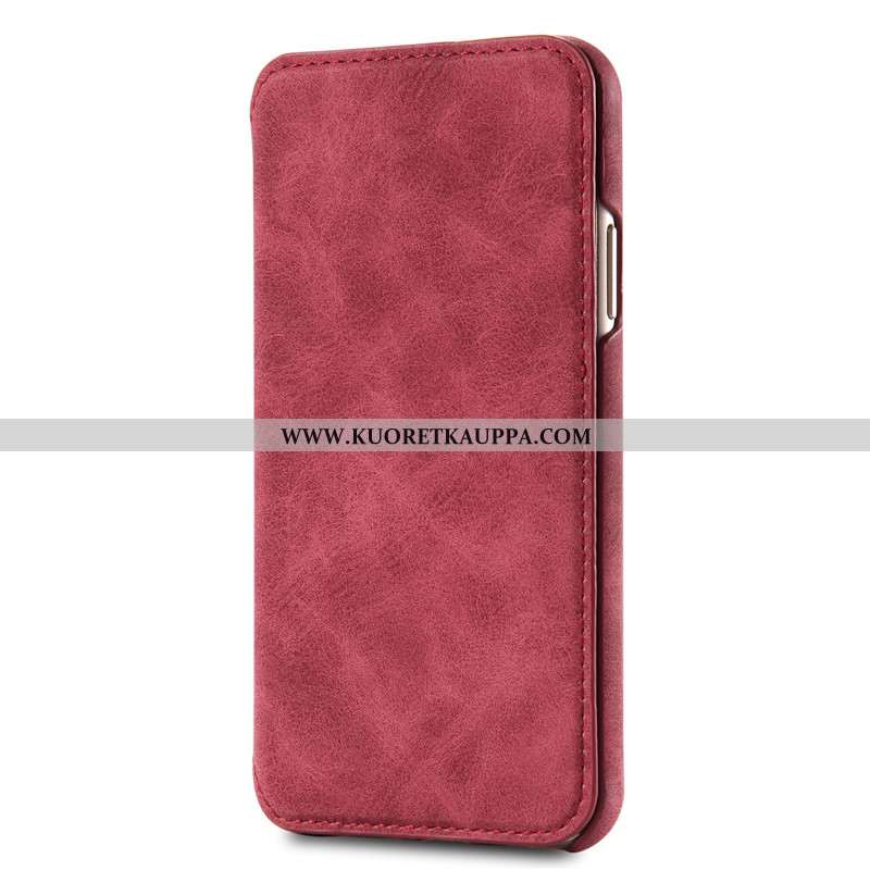 Kuori iPhone Xs Max, Kuoret iPhone Xs Max, Kotelo iPhone Xs Max Nahkakuori Aito Nahka Punainen Puhel