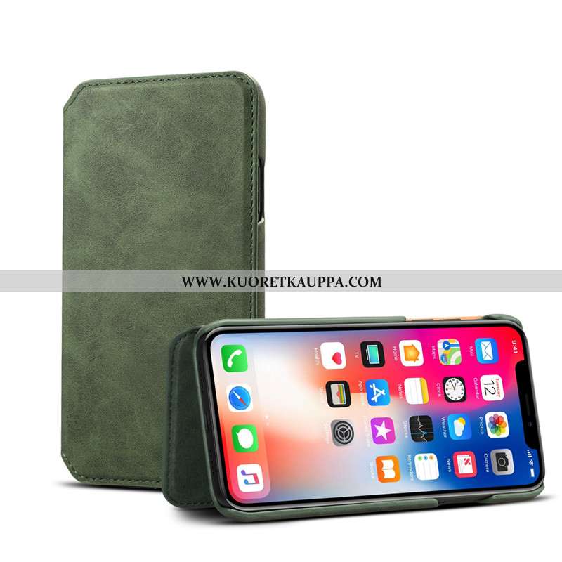 Kuori iPhone Xs Max, Kuoret iPhone Xs Max, Kotelo iPhone Xs Max Nahkakuori Aito Nahka Punainen Puhel