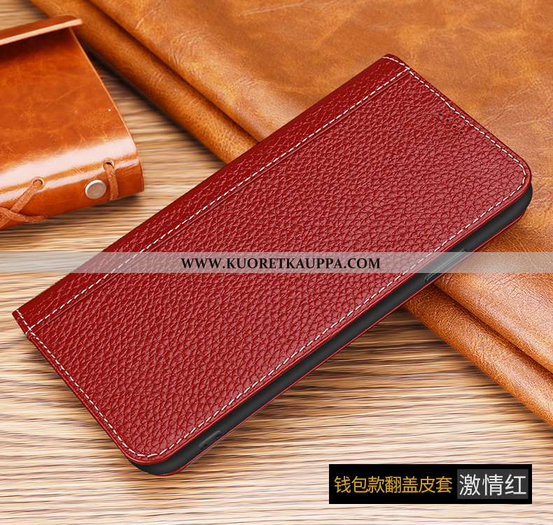 Kuori iPhone Xs Max, Kuoret iPhone Xs Max, Kotelo iPhone Xs Max Nahkakuori Aito Nahka Suojaus Punain