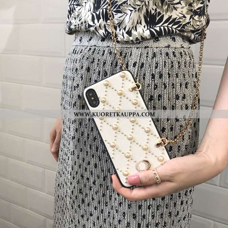 Kuori iPhone Xs Max, Kuoret iPhone Xs Max, Kotelo iPhone Xs Max Nahkakuori Ketju Puhelimen Net Red V