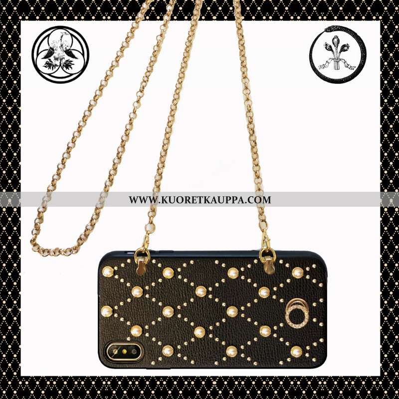 Kuori iPhone Xs Max, Kuoret iPhone Xs Max, Kotelo iPhone Xs Max Nahkakuori Ketju Puhelimen Net Red V