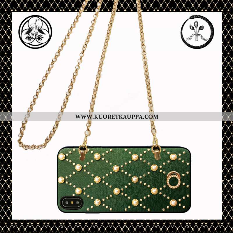 Kuori iPhone Xs Max, Kuoret iPhone Xs Max, Kotelo iPhone Xs Max Nahkakuori Ketju Puhelimen Net Red V