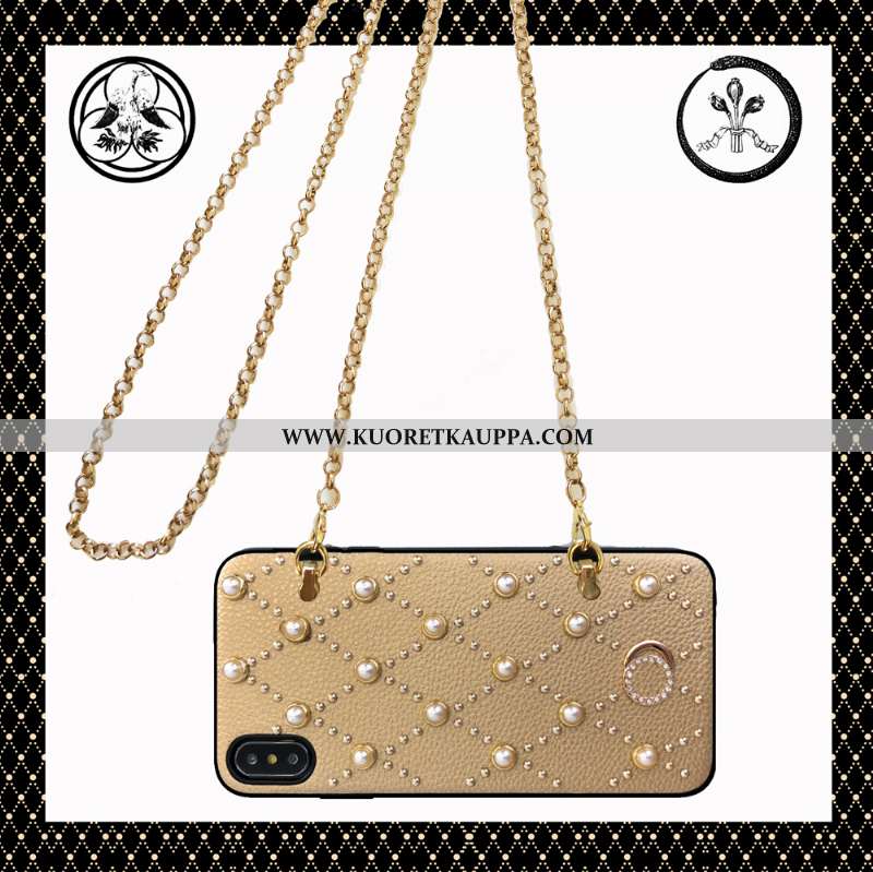 Kuori iPhone Xs Max, Kuoret iPhone Xs Max, Kotelo iPhone Xs Max Nahkakuori Ketju Puhelimen Net Red V