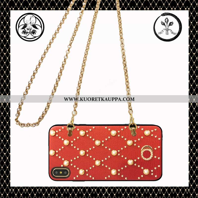 Kuori iPhone Xs Max, Kuoret iPhone Xs Max, Kotelo iPhone Xs Max Nahkakuori Ketju Puhelimen Net Red V