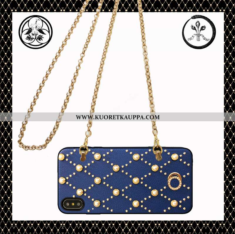 Kuori iPhone Xs Max, Kuoret iPhone Xs Max, Kotelo iPhone Xs Max Nahkakuori Ketju Puhelimen Net Red V