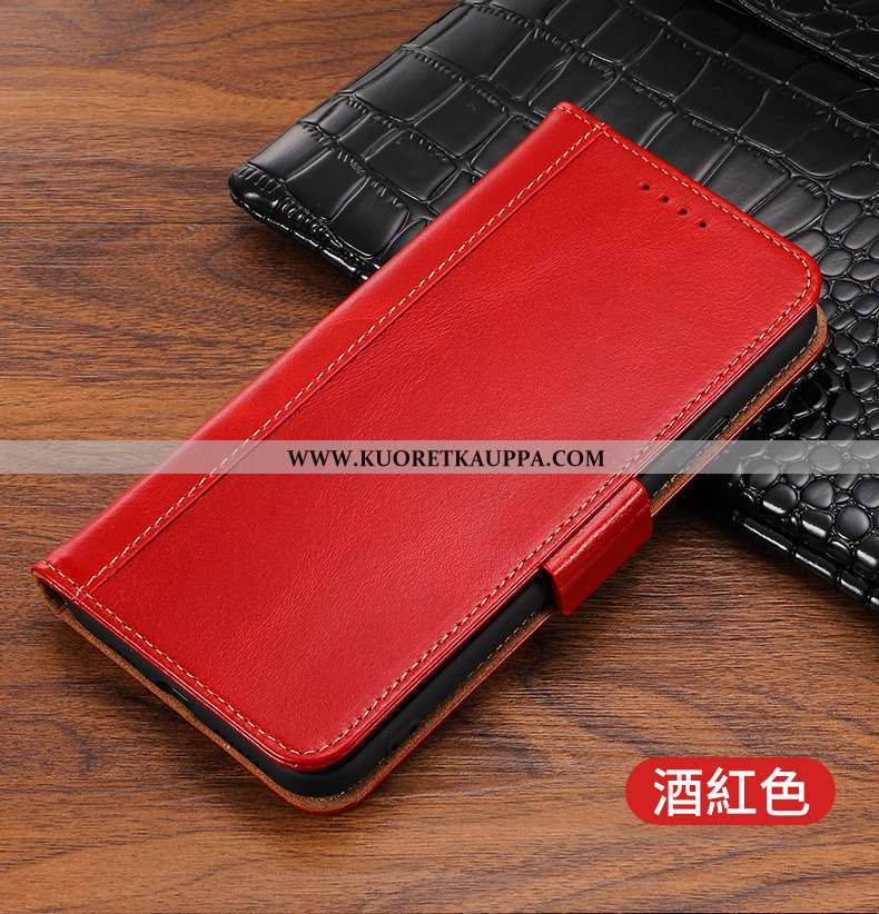 Kuori iPhone Xs Max, Kuoret iPhone Xs Max, Kotelo iPhone Xs Max Nahkakuori Salkku Kortti Lehmä Punai