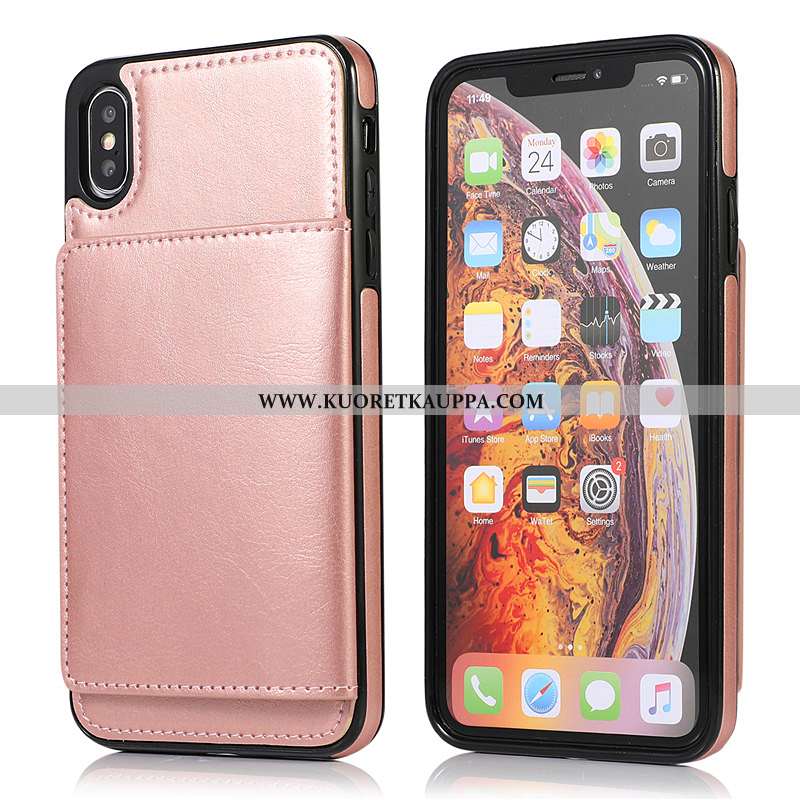 Kuori iPhone Xs Max, Kuoret iPhone Xs Max, Kotelo iPhone Xs Max Salkku Nahkakuori Jauhe Luova Pinkki