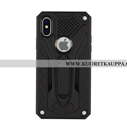 Kuori iPhone Xs Max, Kuoret iPhone Xs Max, Kotelo iPhone Xs Max Suojaus Murtumaton Tuki Mustat