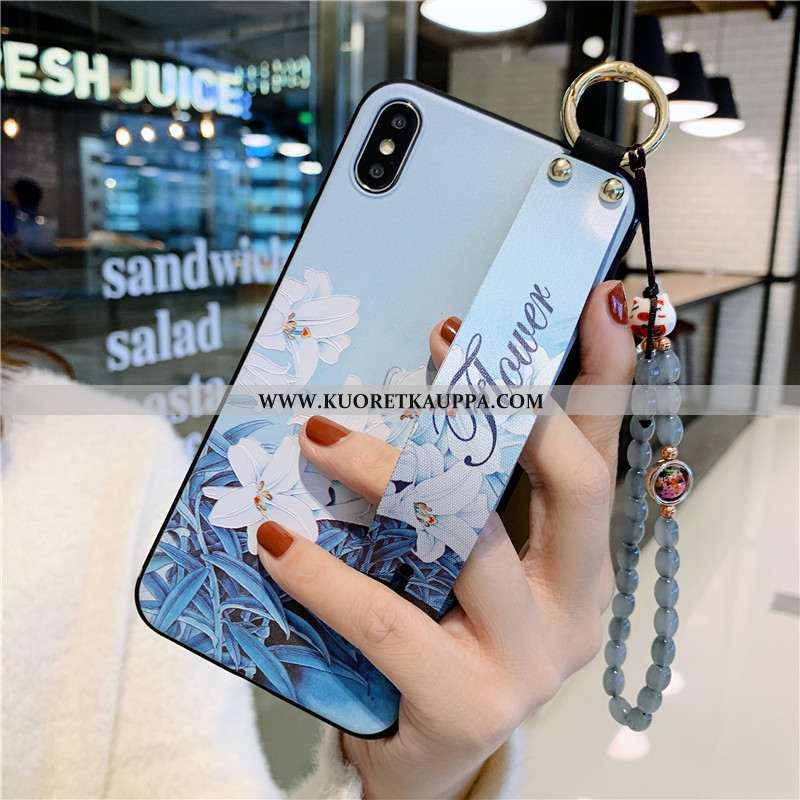 Kuori iPhone Xs Max, Kuoret iPhone Xs Max, Kotelo iPhone Xs Max Suojaus Vuosikerta Vihreä Tuki Kukka