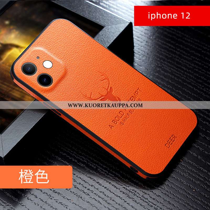 Kuori iPhone 12, Kuoret iPhone 12, Kotelo iPhone 12 Silikoni Persoonallisuus Valo Ultra Uusi Oranssi