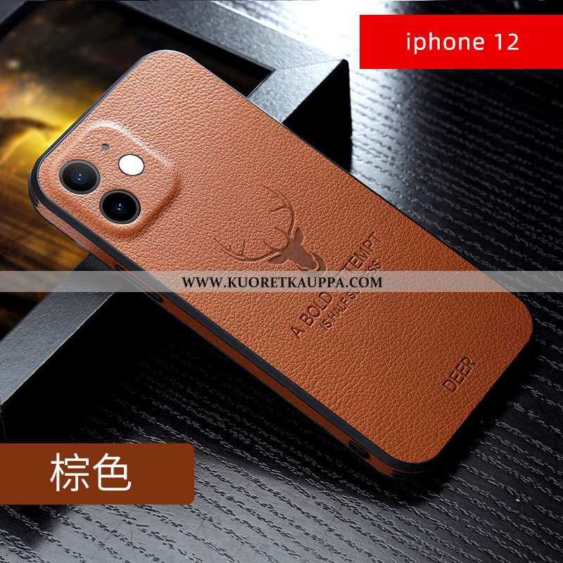 Kuori iPhone 12, Kuoret iPhone 12, Kotelo iPhone 12 Silikoni Persoonallisuus Valo Ultra Uusi Oranssi