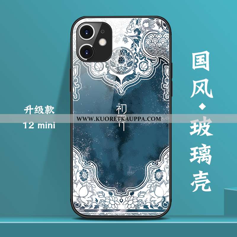 Kuori iPhone 12 Mini, Kuoret iPhone 12 Mini, Kotelo iPhone 12 Mini Suuntaus Lasi Puhelimen Sininen