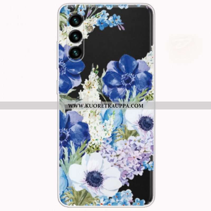 Case Samsung Galaxy A13 5G / A04s Akvarelli Siniset Kukat