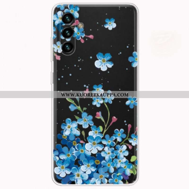 Case Samsung Galaxy A13 5G / A04s Sinisiä Kukkia