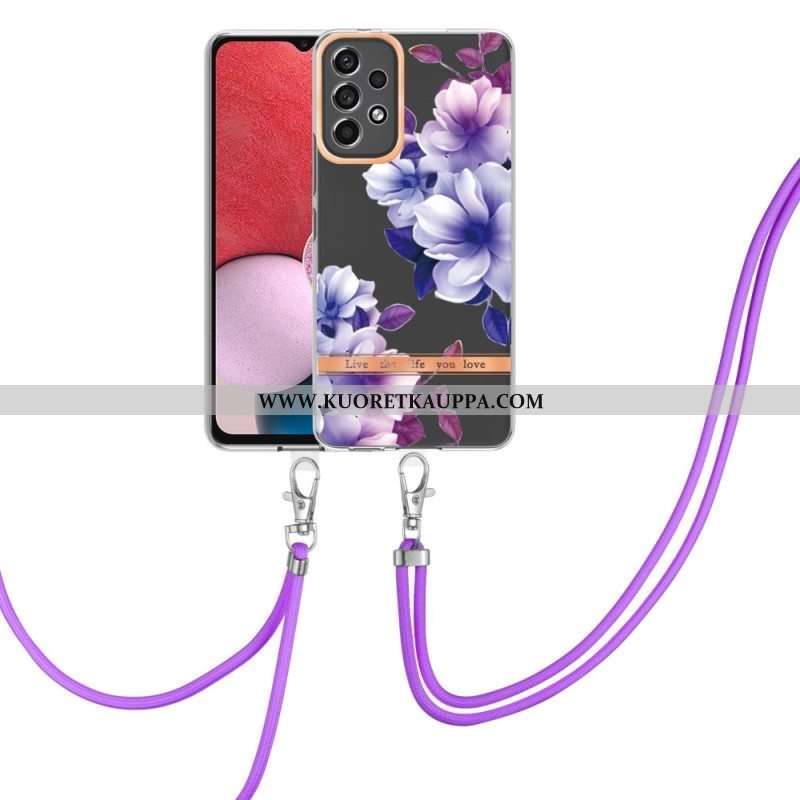 Case Samsung Galaxy A13 Kiristysnyörillä Kukkanauha
