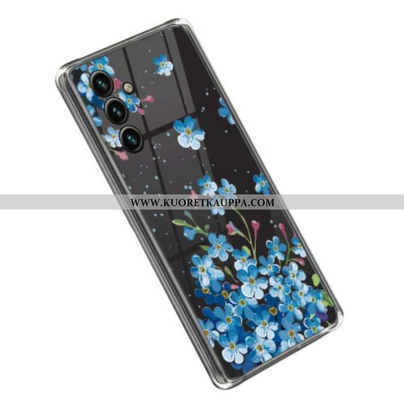 Case Samsung Galaxy A14 / A14 5G Saumattomat Siniset Kukat