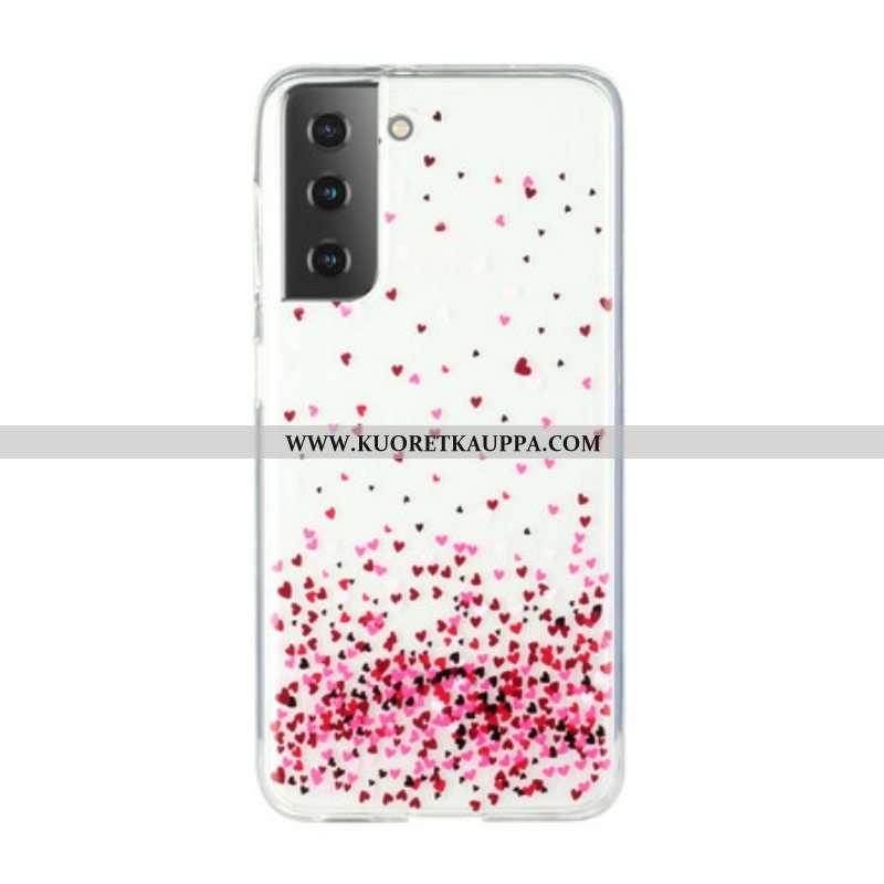 Case Samsung Galaxy S21 Plus 5G Saumaton Useita Punaisia Sydämiä