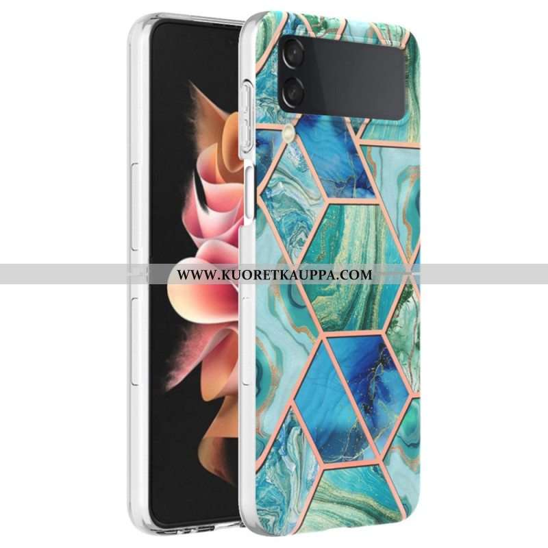 Case Samsung Galaxy Z Flip 4 Kotelot Flip Geometrinen Marmori
