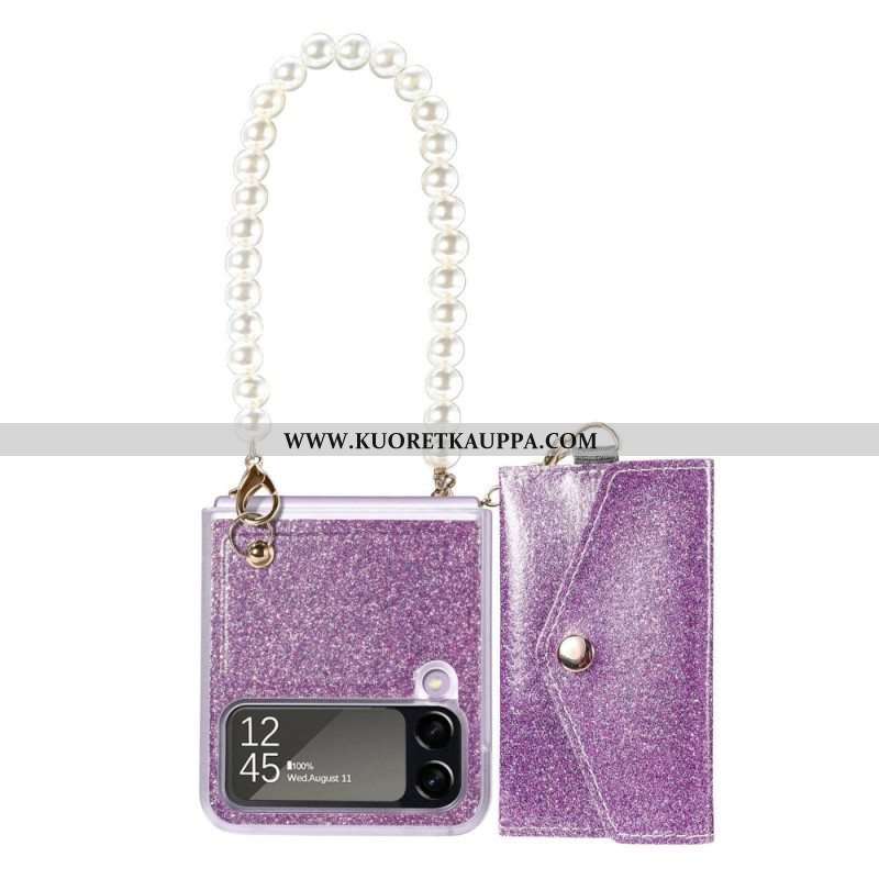 Case Samsung Galaxy Z Flip 4 Kotelot Flip Kiiltävä Korttikotelo