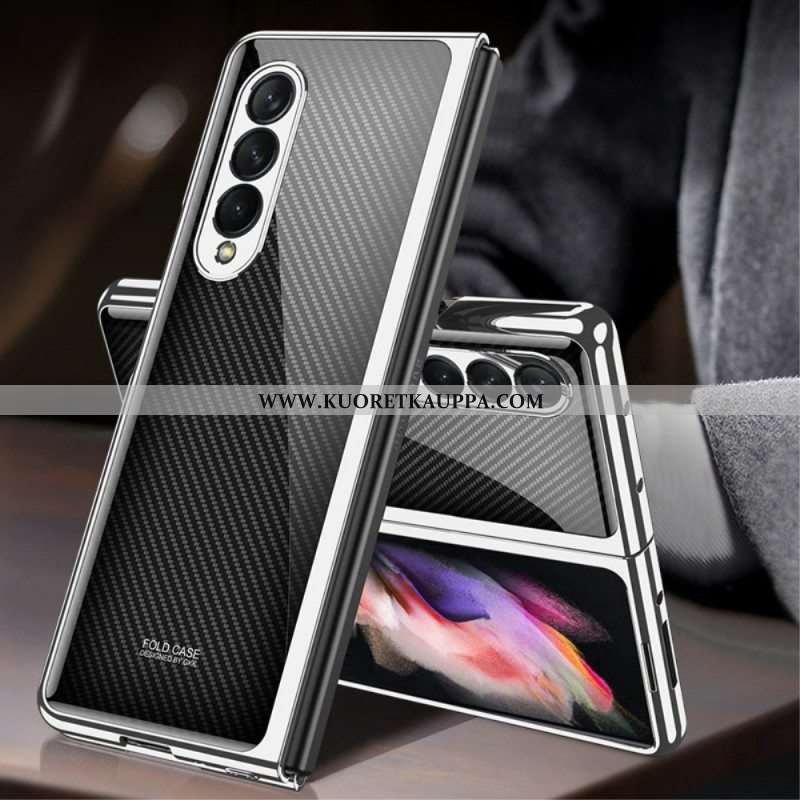 Case Samsung Galaxy Z Fold 3 5G Gkk Carbon Fiber Karkaistu Lasi