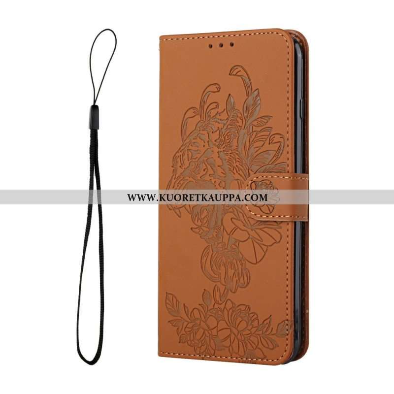 Flip Case Samsung Galaxy A13 5G / A04s Suojaketju Kuori Barokki Ranneke Tiger