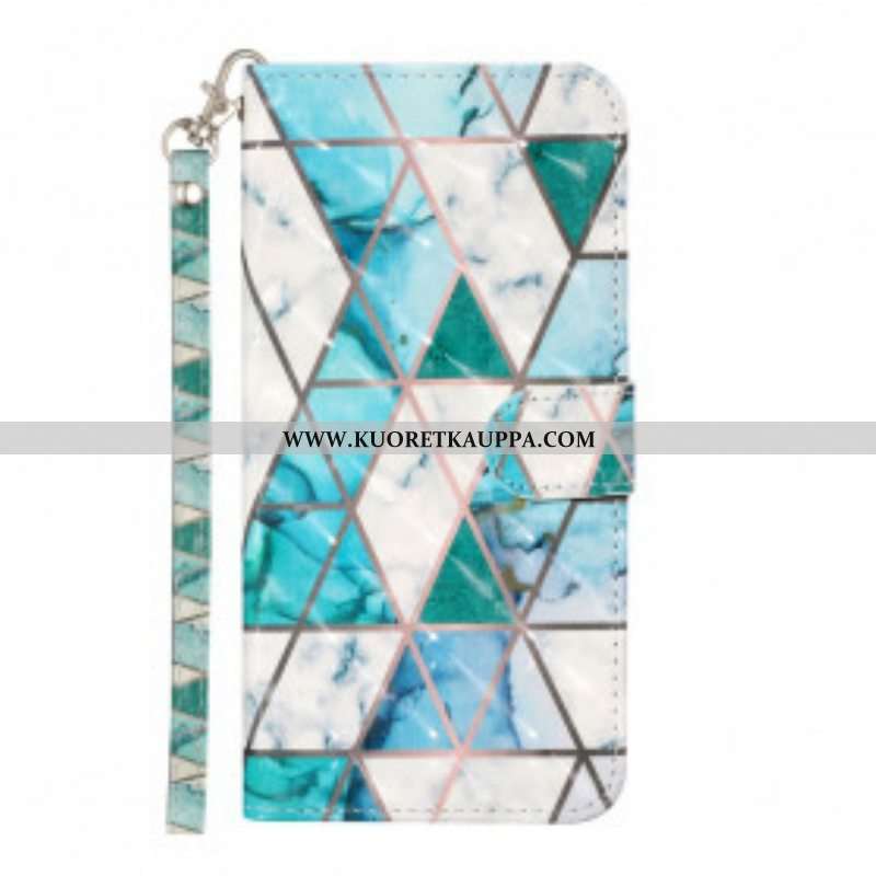 Flip Case Samsung Galaxy S21 Ultra 5G Suojaketju Kuori Marmorinauhaiset Kohdevalot