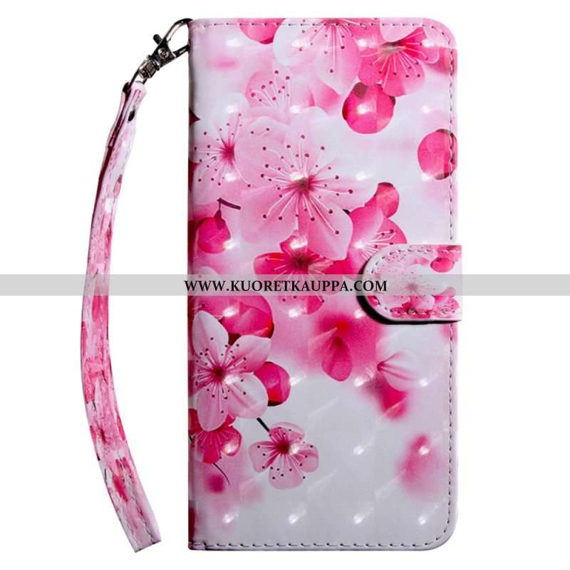 Flip Case Samsung Galaxy S23 5G Suojaketju Kuori Strappy Kukka