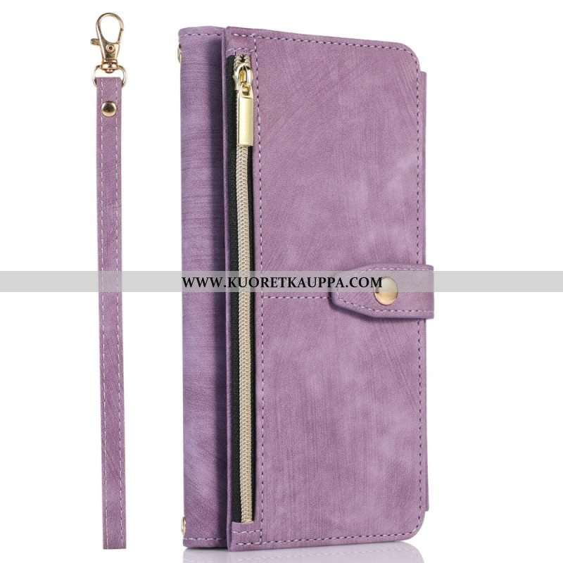 Flip Case Samsung Galaxy S23 Ultra 5G Vetoketjullisen Pussin Kanssa