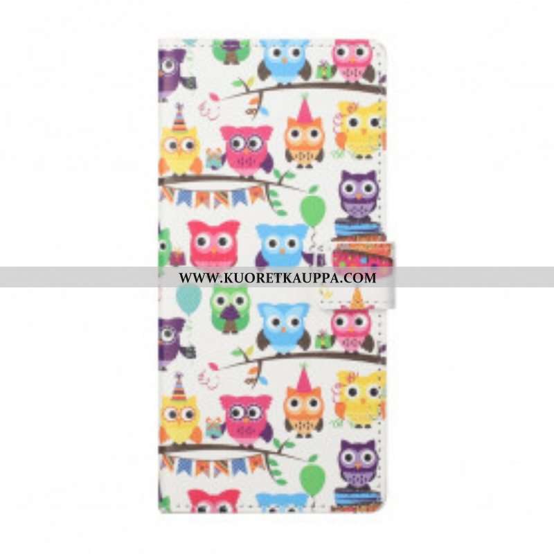 Flip Case Xiaomi Redmi Note 10 Pro Useita Pöllöjä